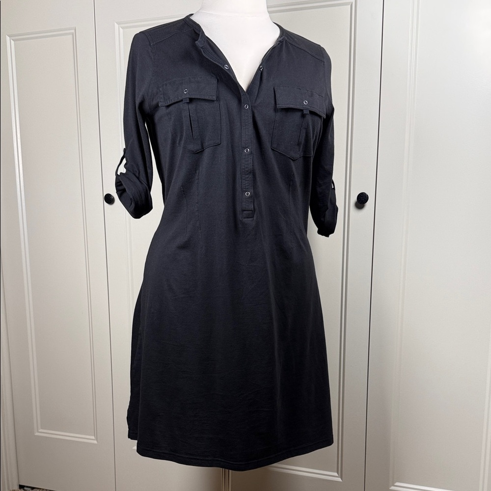 Patagonia Black Long Sleeve Snap Front Dress